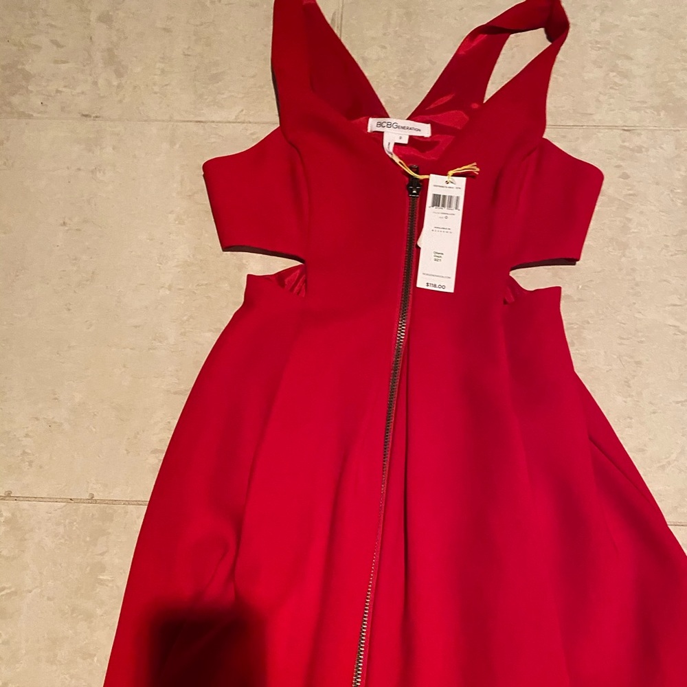 Red zip up dress